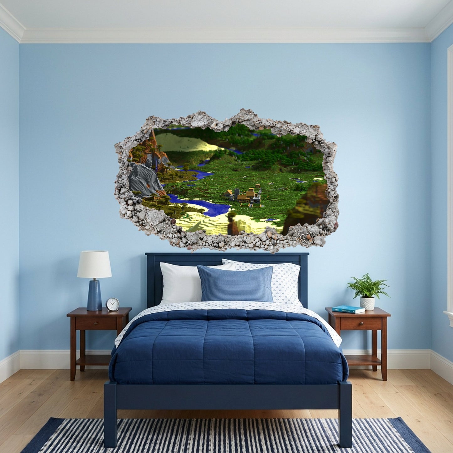Minecraft Steve Creepers 3D Smashed Wall Decal Wall Art Sticker 136