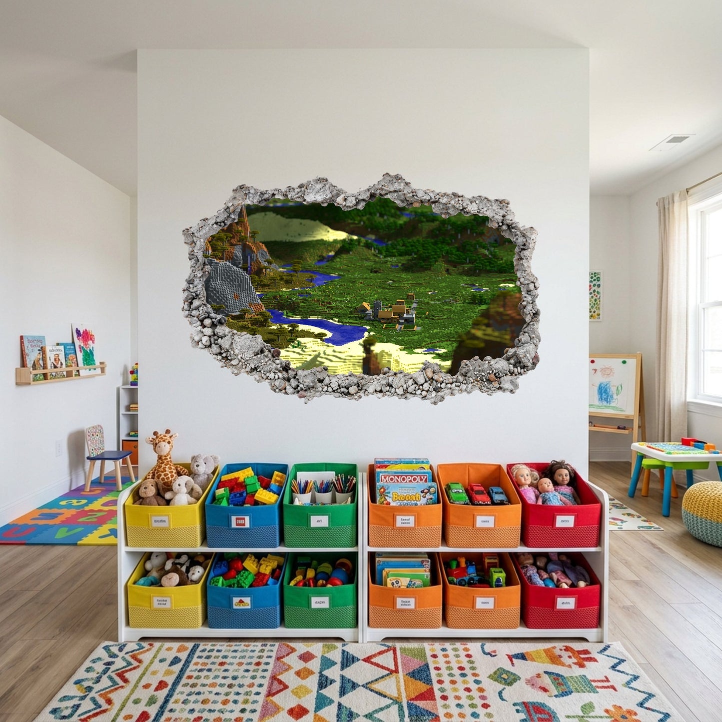 Minecraft Steve Creepers 3D Smashed Wall Decal Wall Art Sticker 136