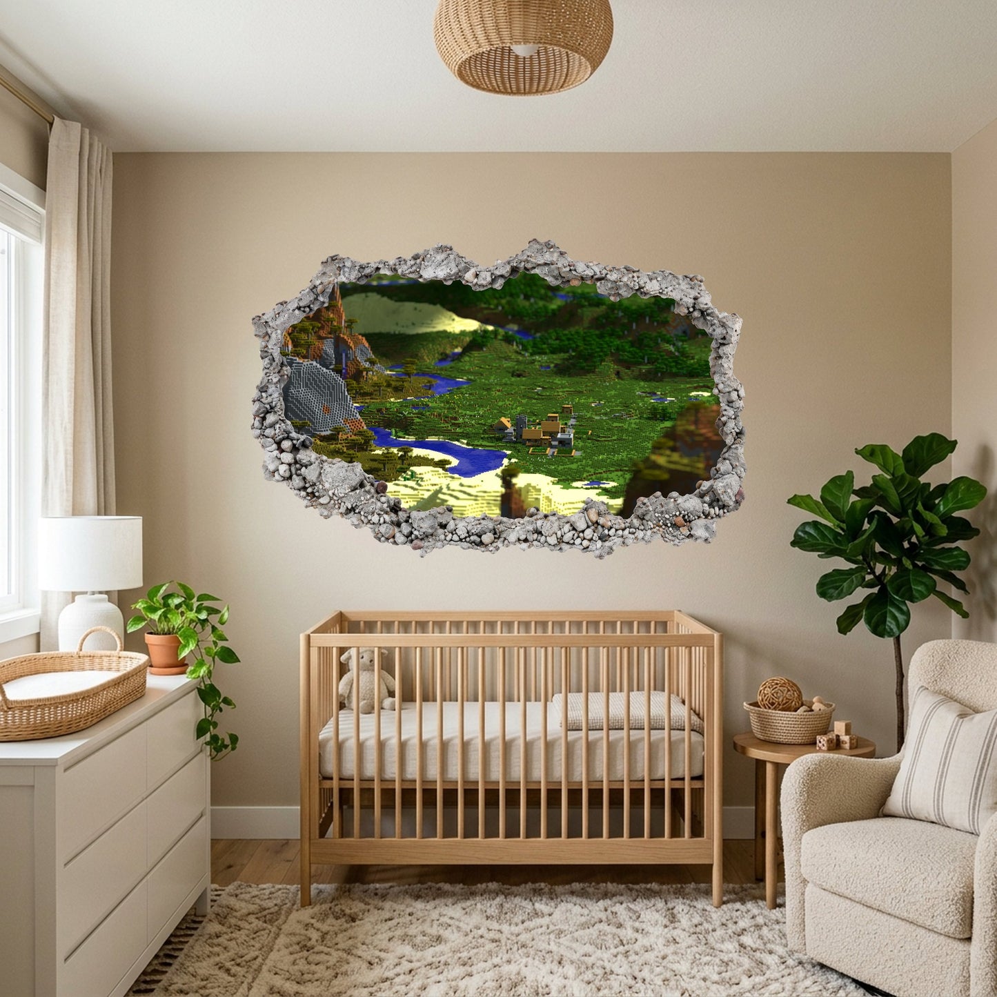 Minecraft Steve Creepers 3D Smashed Wall Decal Wall Art Sticker 136