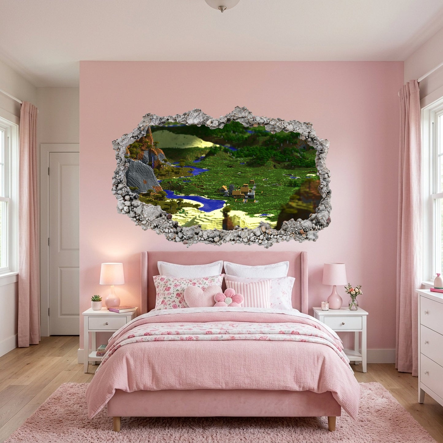 Minecraft Steve Creepers 3D Smashed Wall Decal Wall Art Sticker 136