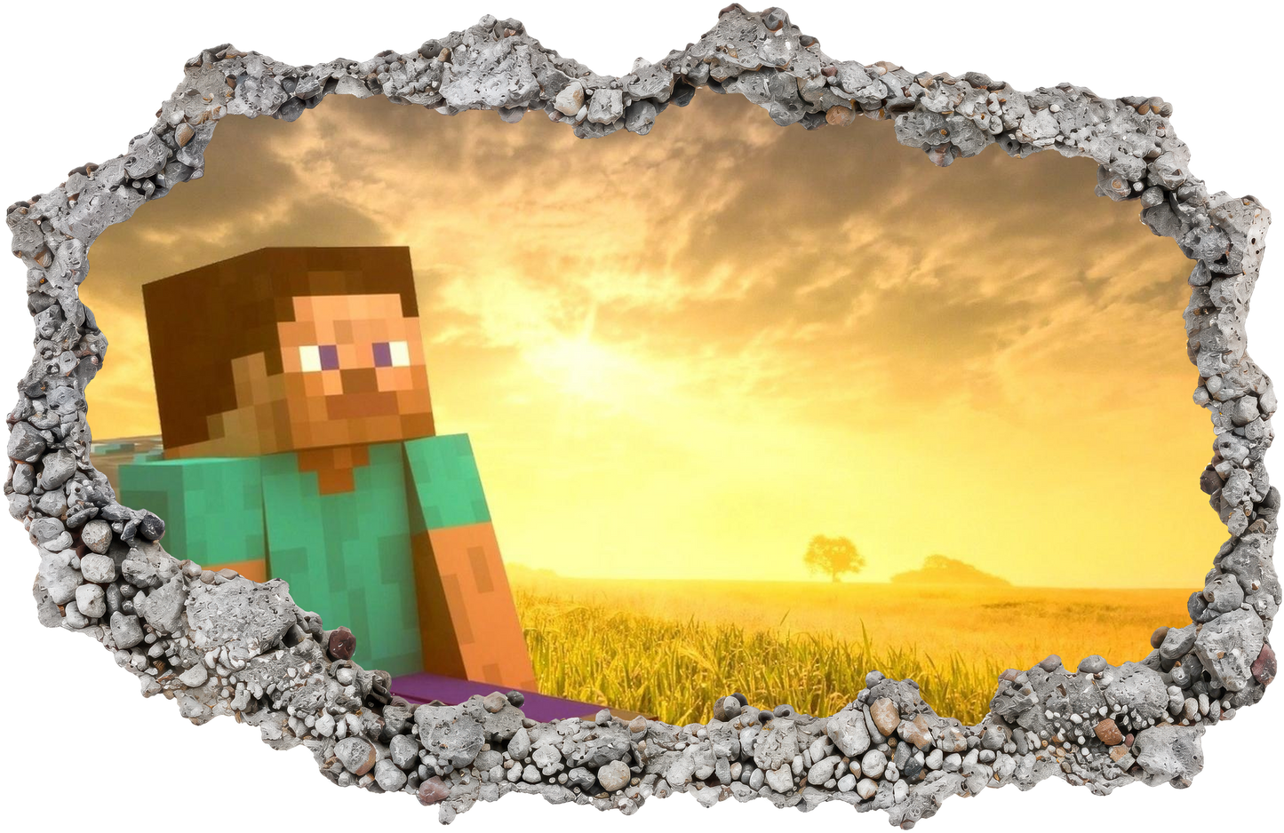 Minecraft Steve Creepers 3D Wall Hole Decal Kids Room Decor 142