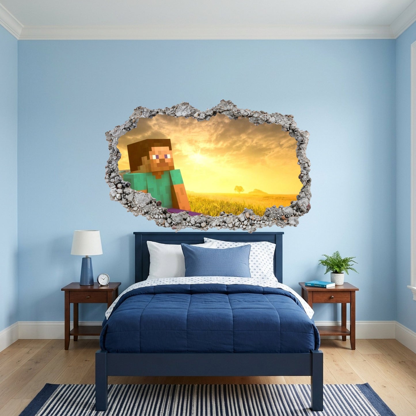 Minecraft Steve Creepers 3D Wall Hole Decal Kids Room Decor 142