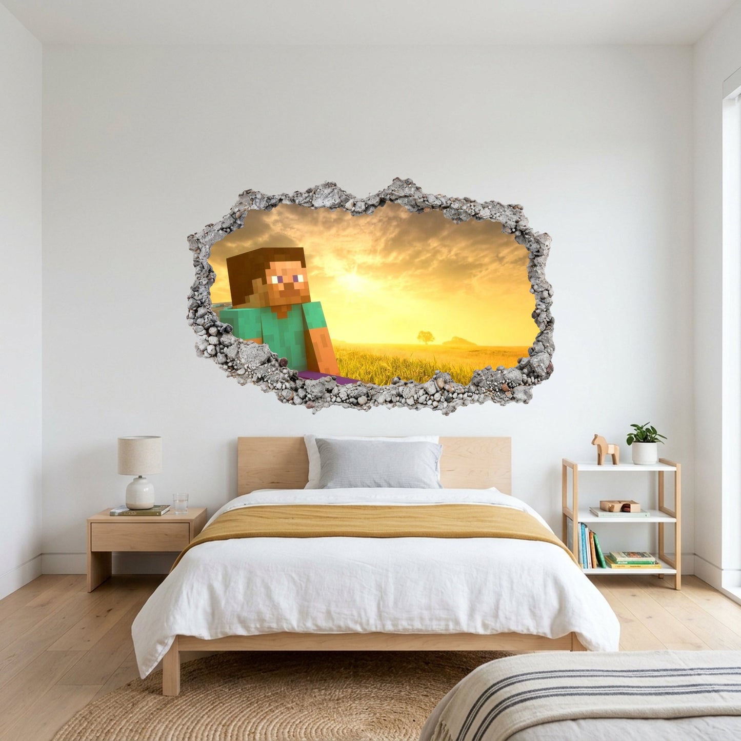 Minecraft Steve Creepers 3D Wall Hole Decal Kids Room Decor 142