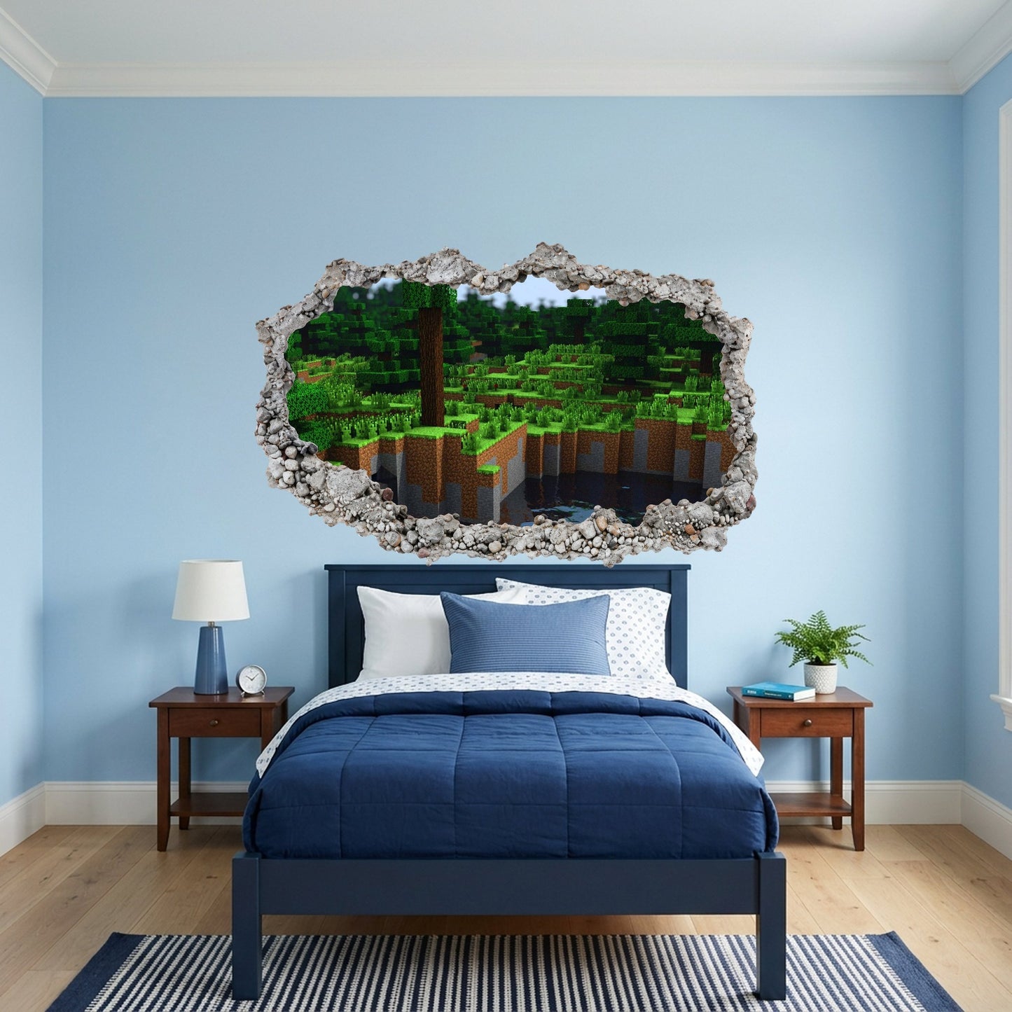 Minecraft Steve Creepers Kids Room Decor Smashed Brick Decal 118