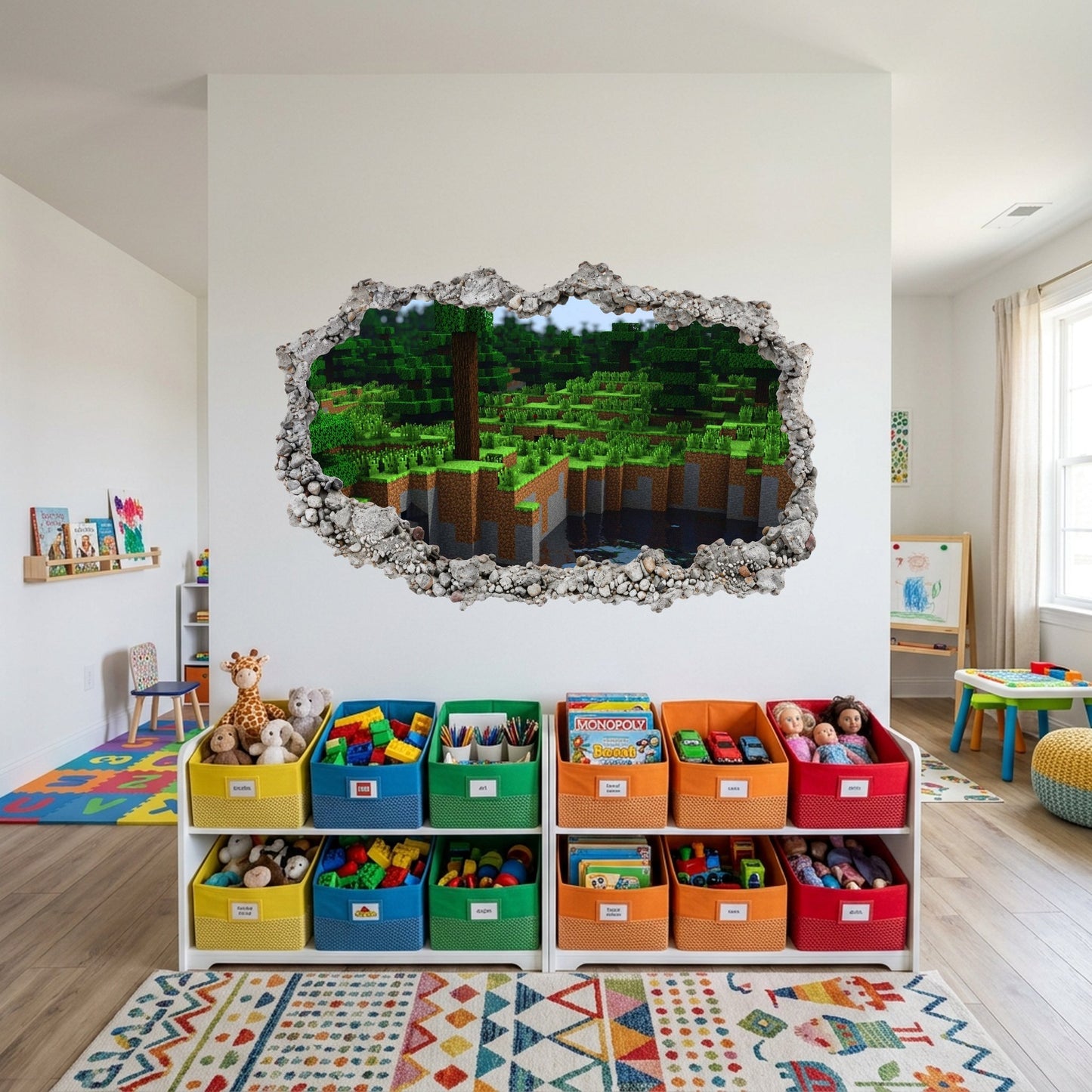 Minecraft Steve Creepers Kids Room Decor Smashed Brick Decal 118