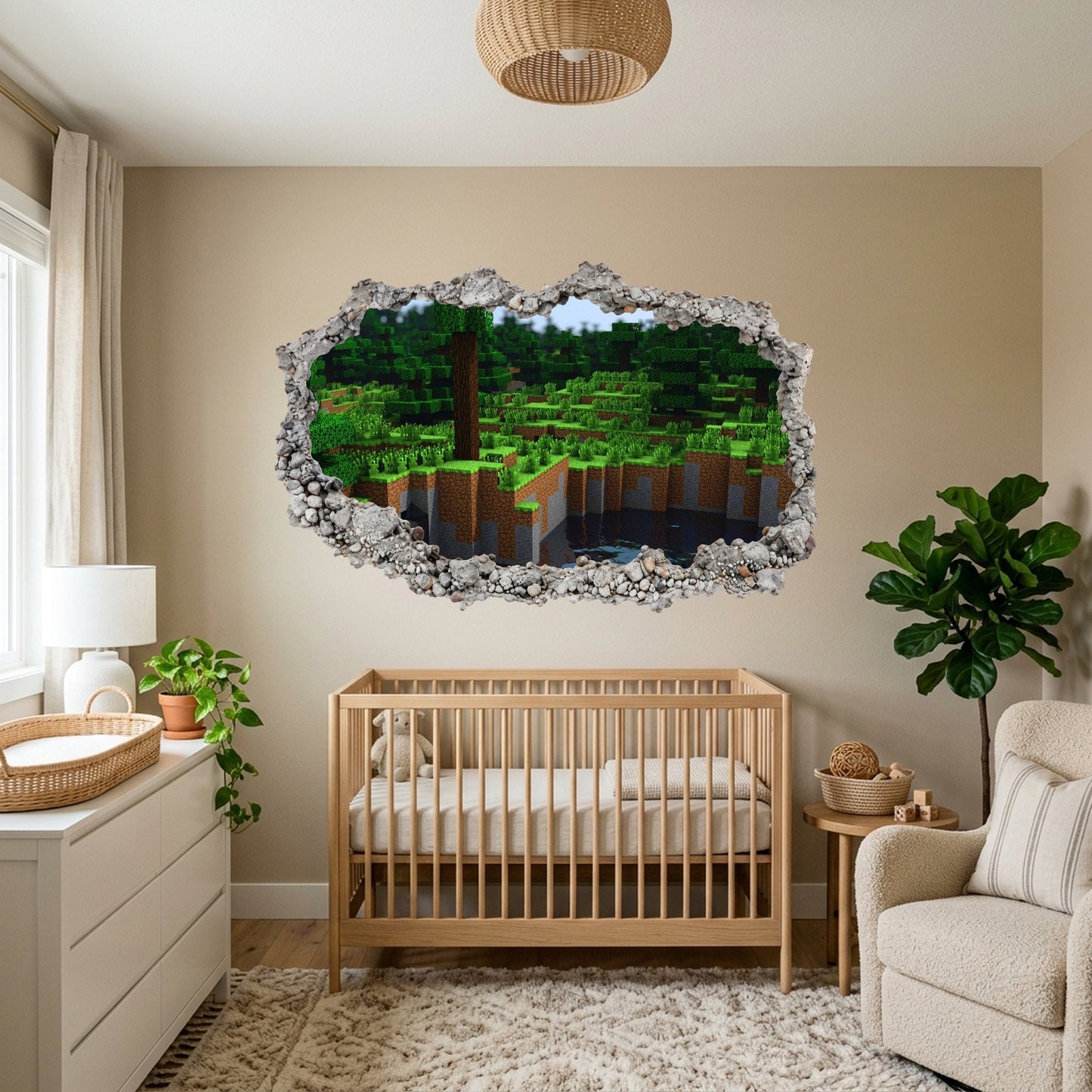 Minecraft Steve Creepers Kids Room Decor Smashed Brick Decal 118