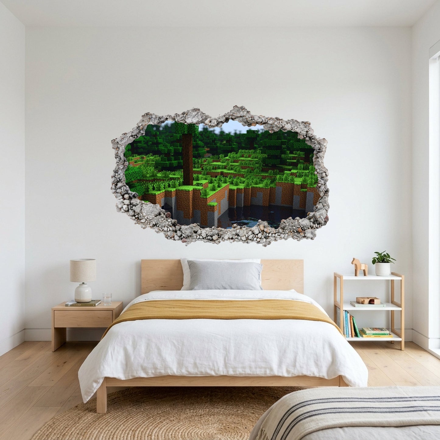 Minecraft Steve Creepers Kids Room Decor Smashed Brick Decal 118