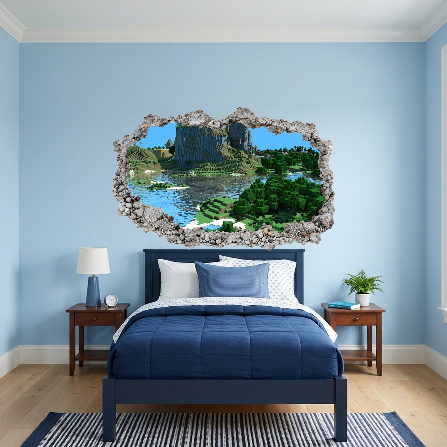 Minecraft Steve Creepers Vinyl Mural 3D Smashed Wall Decal 121