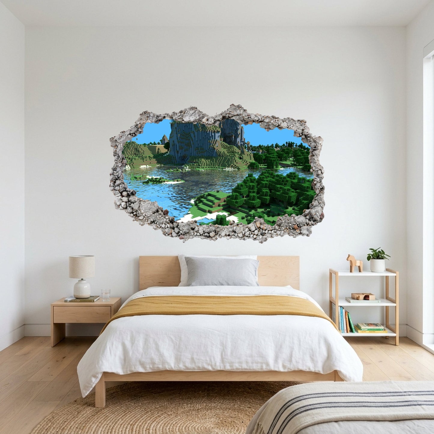 Minecraft Steve Creepers Vinyl Mural 3D Smashed Wall Decal 121
