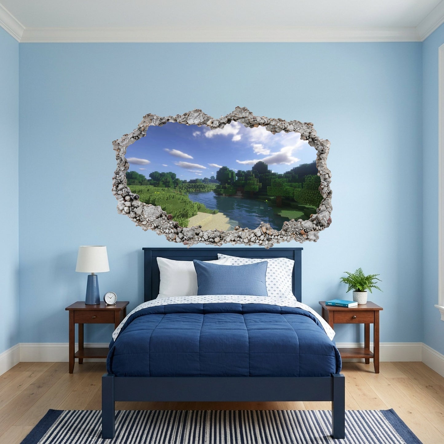 Minecraft Steve Creepers Vinyl Mural 3D Smashed Wall Decal 144