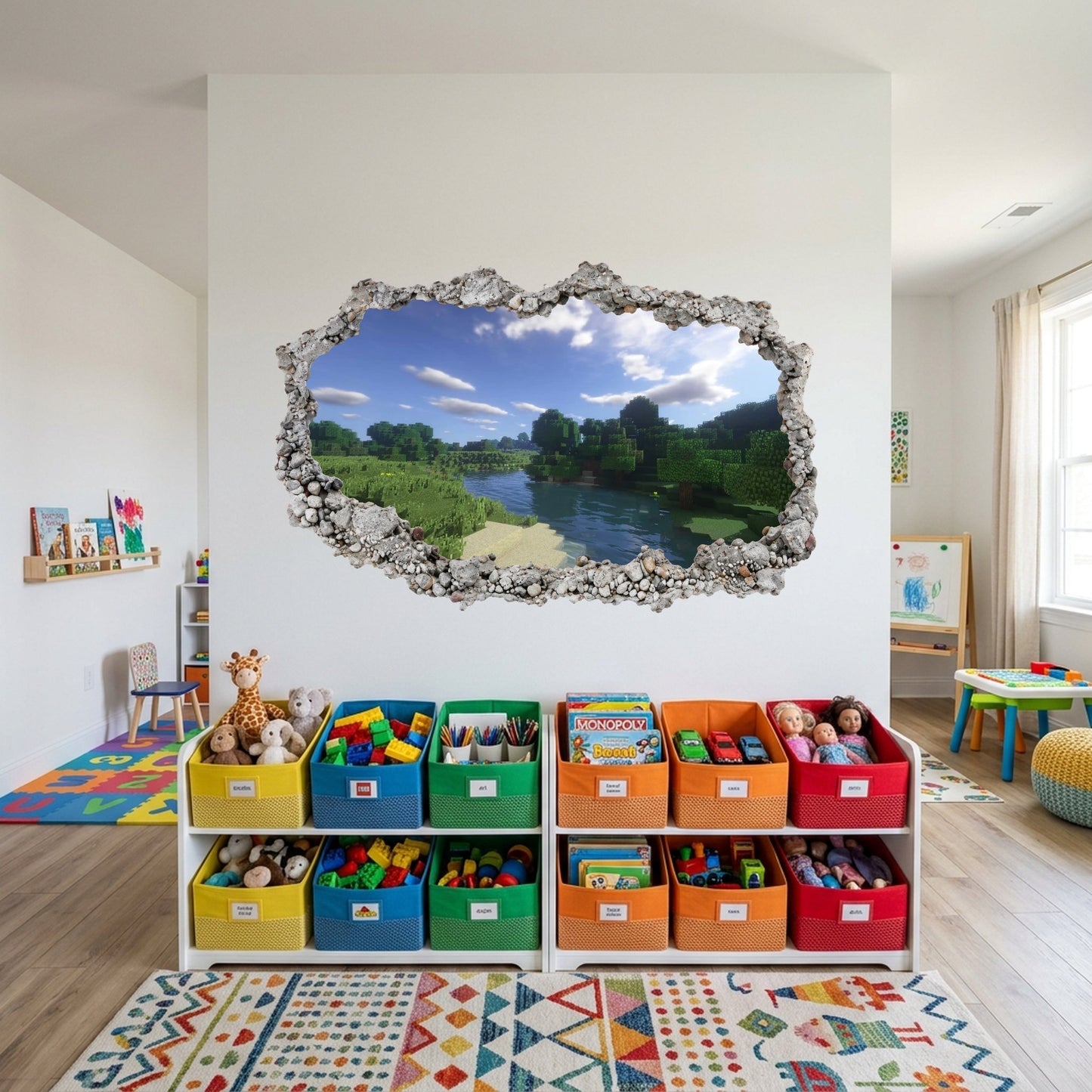 Minecraft Steve Creepers Vinyl Mural 3D Smashed Wall Decal 144