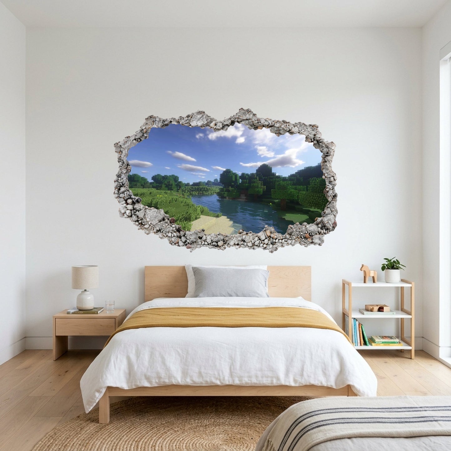Minecraft Steve Creepers Vinyl Mural 3D Smashed Wall Decal 144