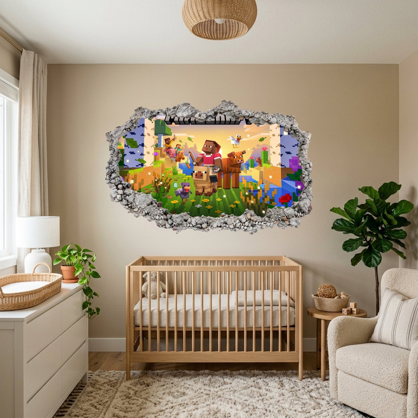 Minecraft Video Game 3D Wall Hole Decal Bedroom Decor 150
