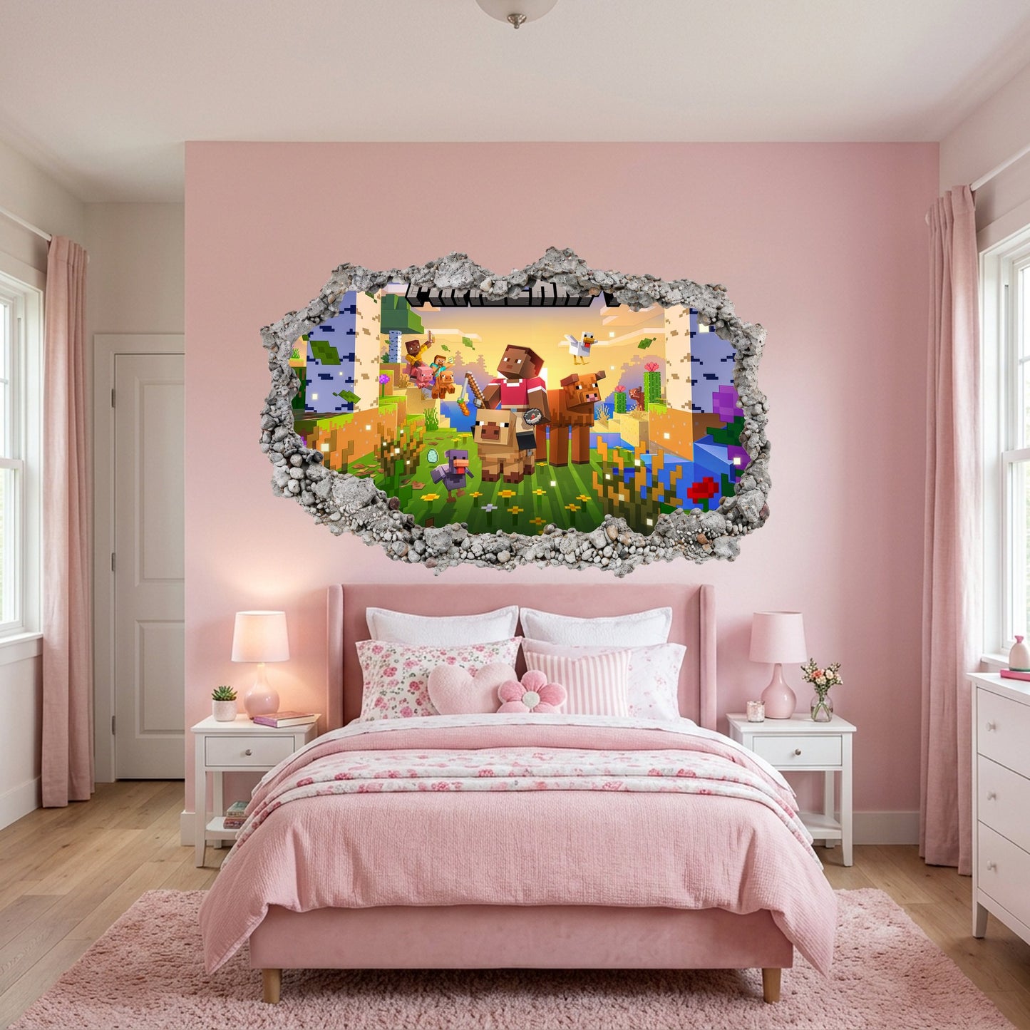 Minecraft Video Game 3D Wall Hole Decal Bedroom Decor 150