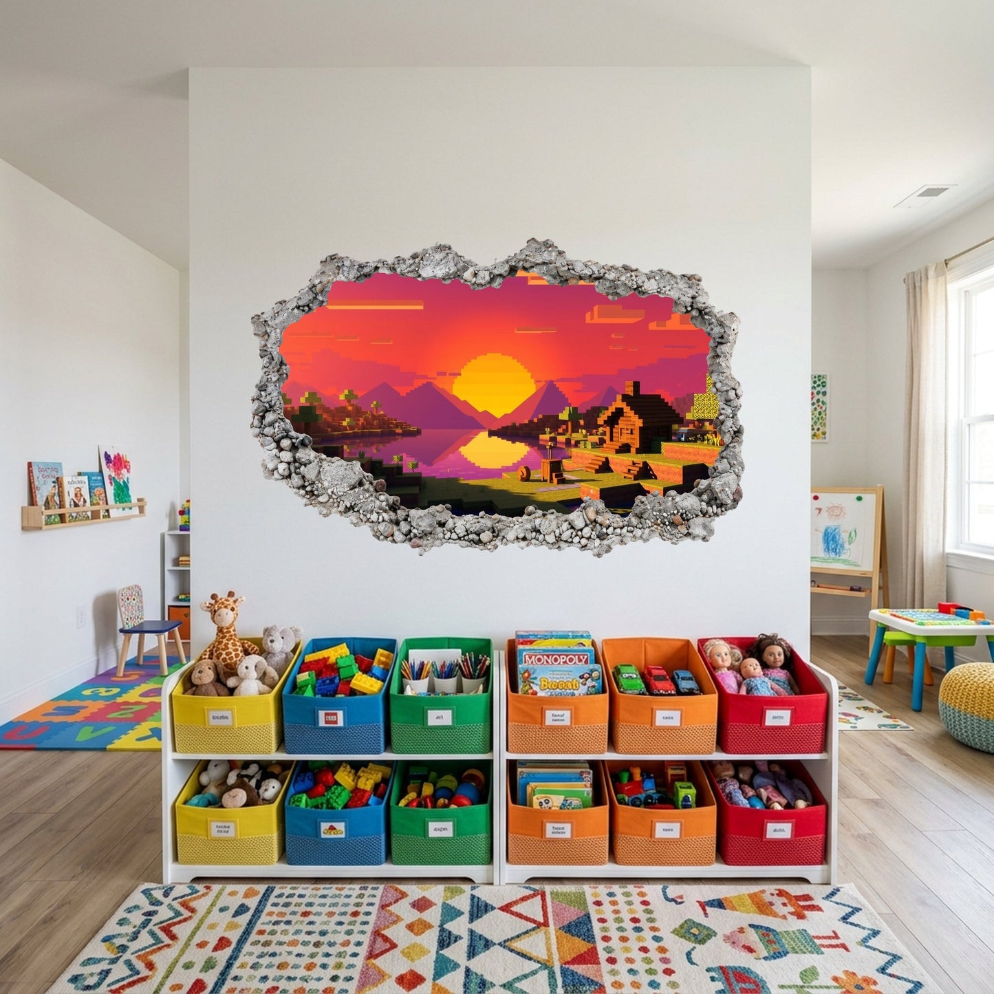 Minecraft Video Game 3D Wall Hole Decal Nursery Wall Art 140