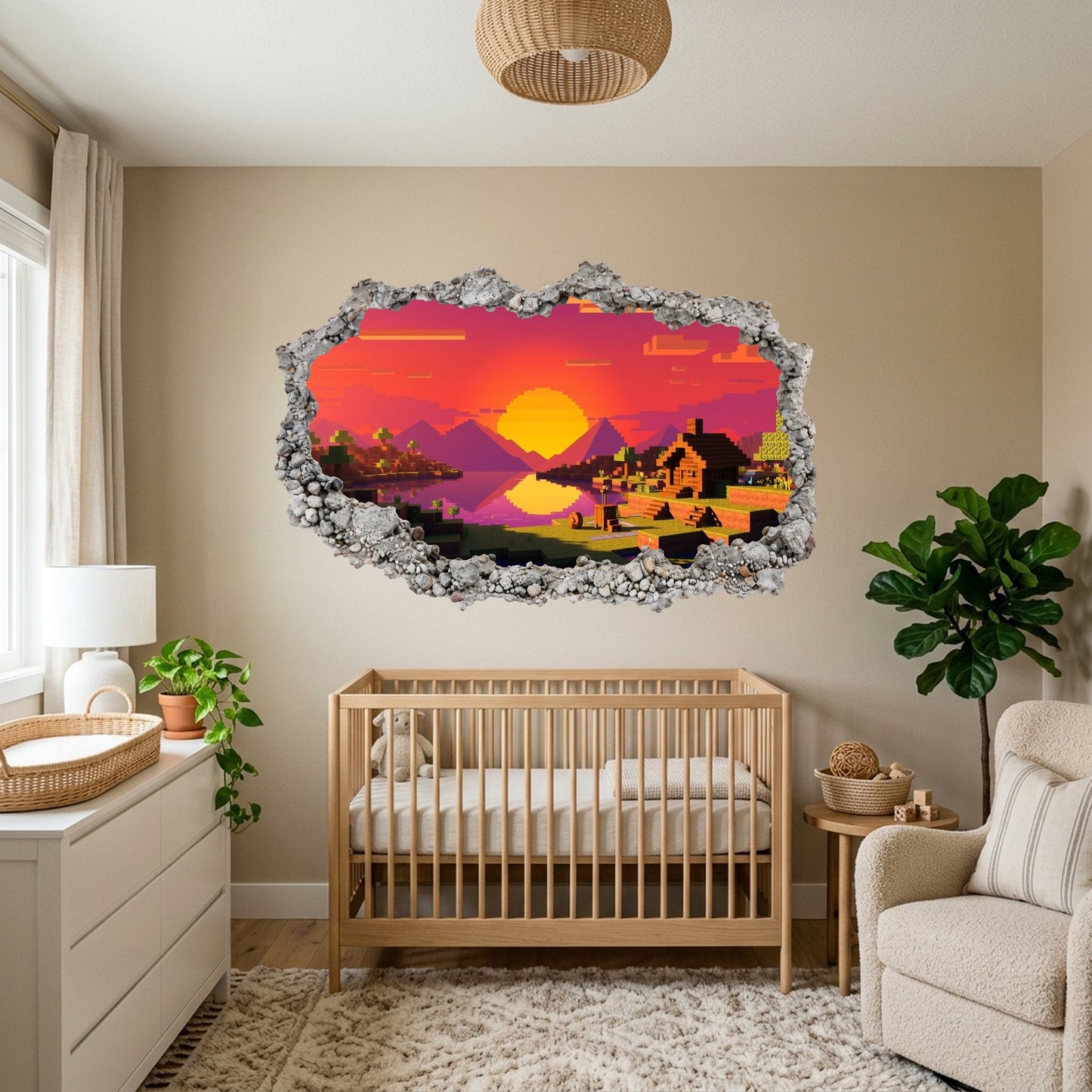 Minecraft Video Game 3D Wall Hole Decal Nursery Wall Art 140