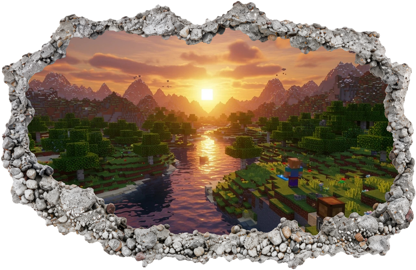 Minecraft Video Game 3D Wall Hole Decal Wall Art Sticker 155