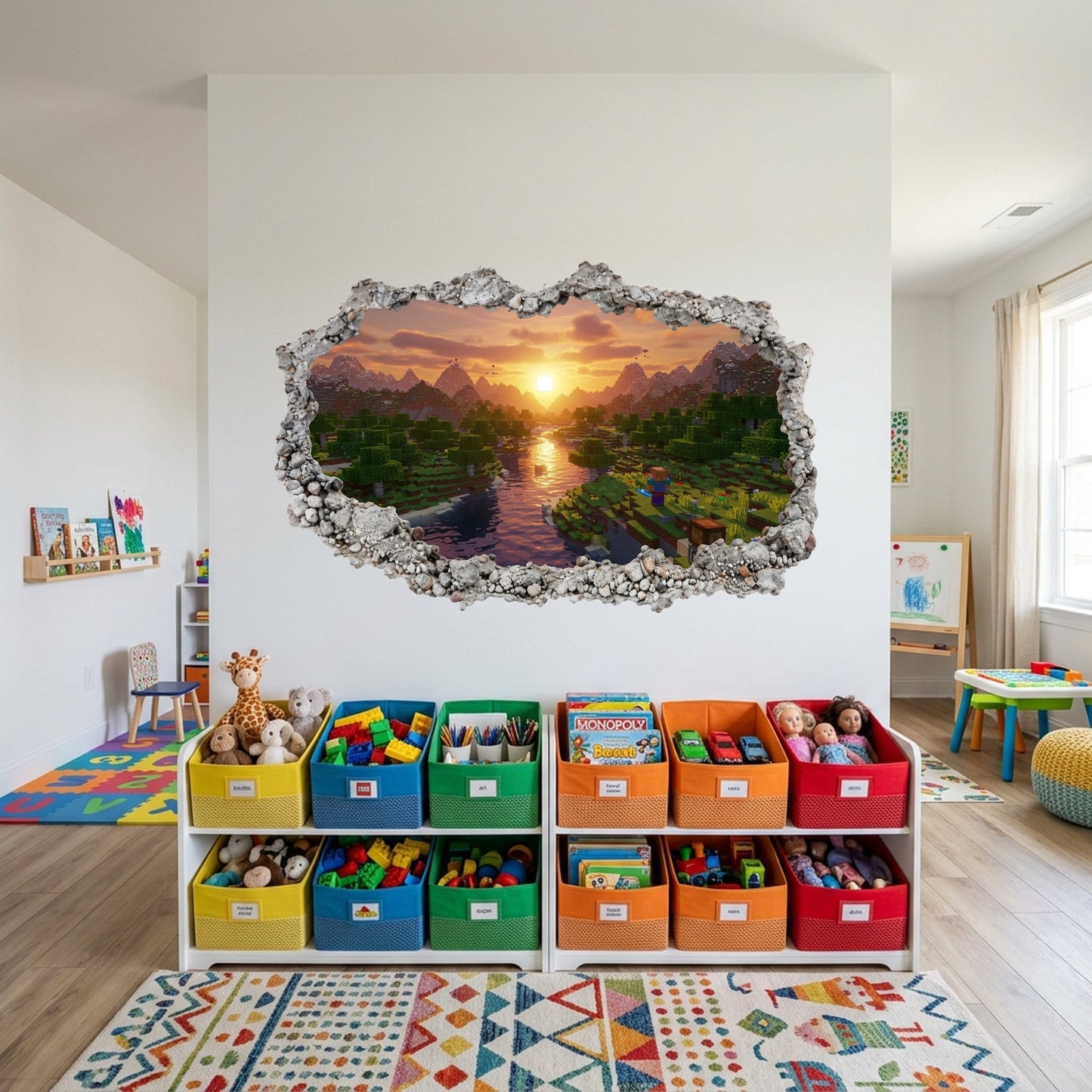 Minecraft Video Game 3D Wall Hole Decal Wall Art Sticker 155