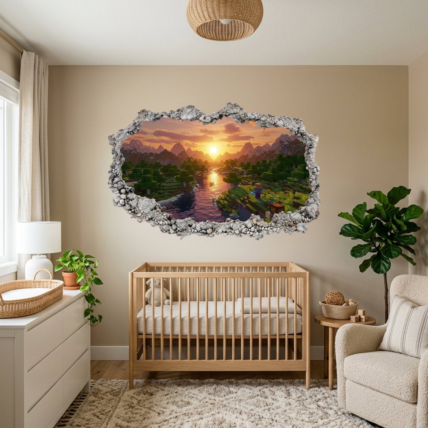 Minecraft Video Game 3D Wall Hole Decal Wall Art Sticker 155