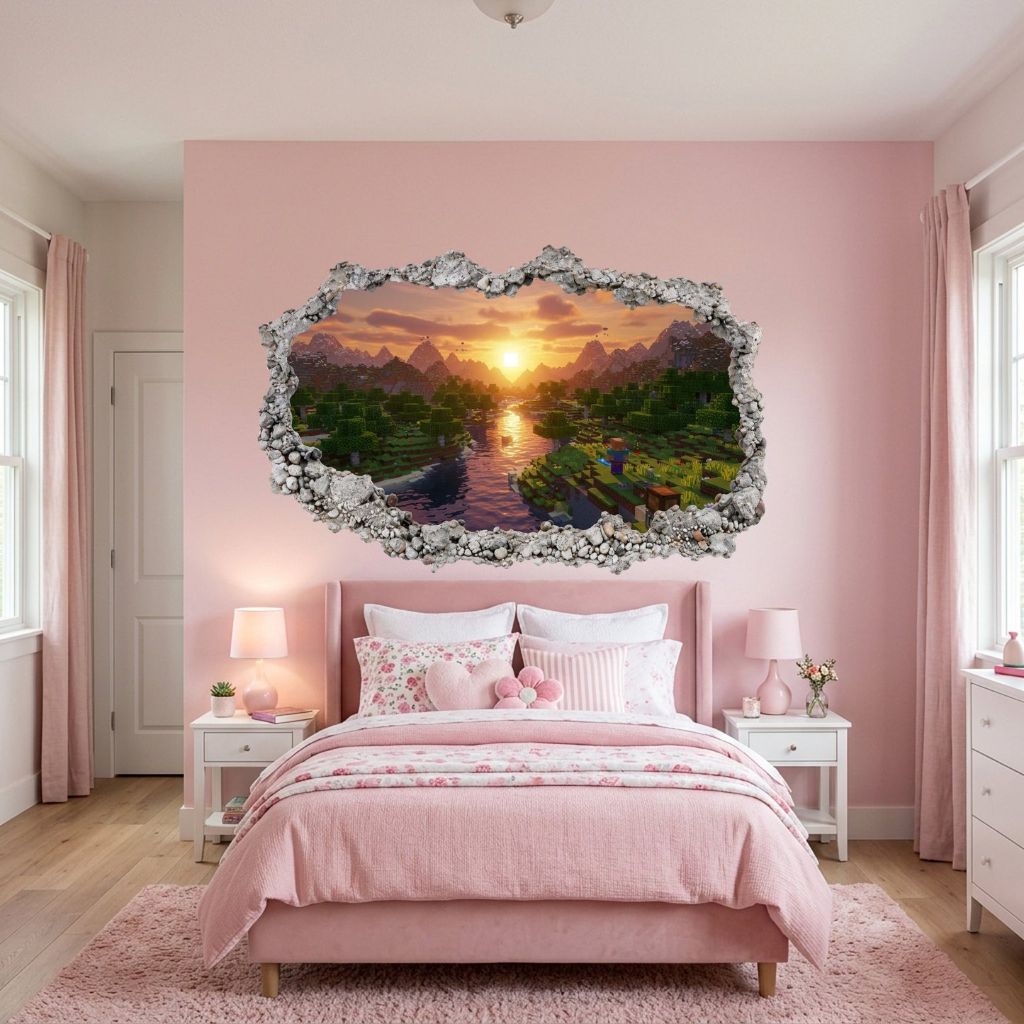 Minecraft Video Game 3D Wall Hole Decal Wall Art Sticker 155