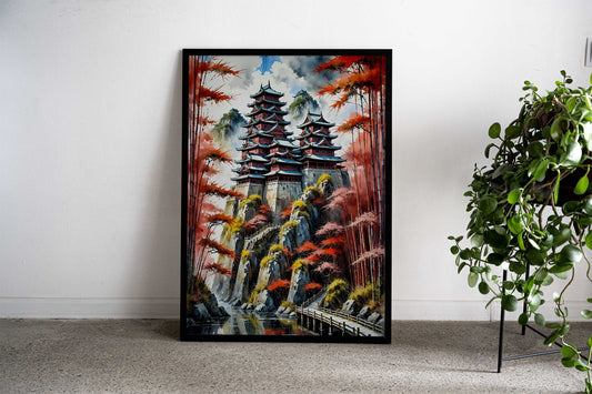 Mistic Japanese Castle Asian Style Poster | Wall Art for Home & Office | High-Quality Print - High-Quality Visual Display