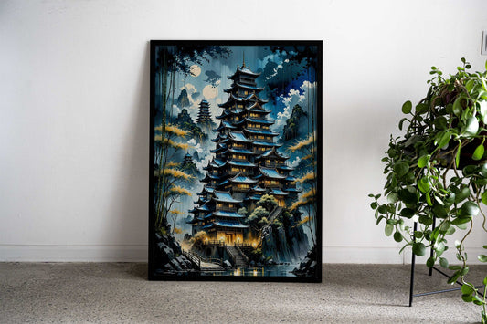 Mistic Japanese Fortress Asian Style Poster | Wall Art for Home & Office | High-Quality Print - High-Quality Visual Display