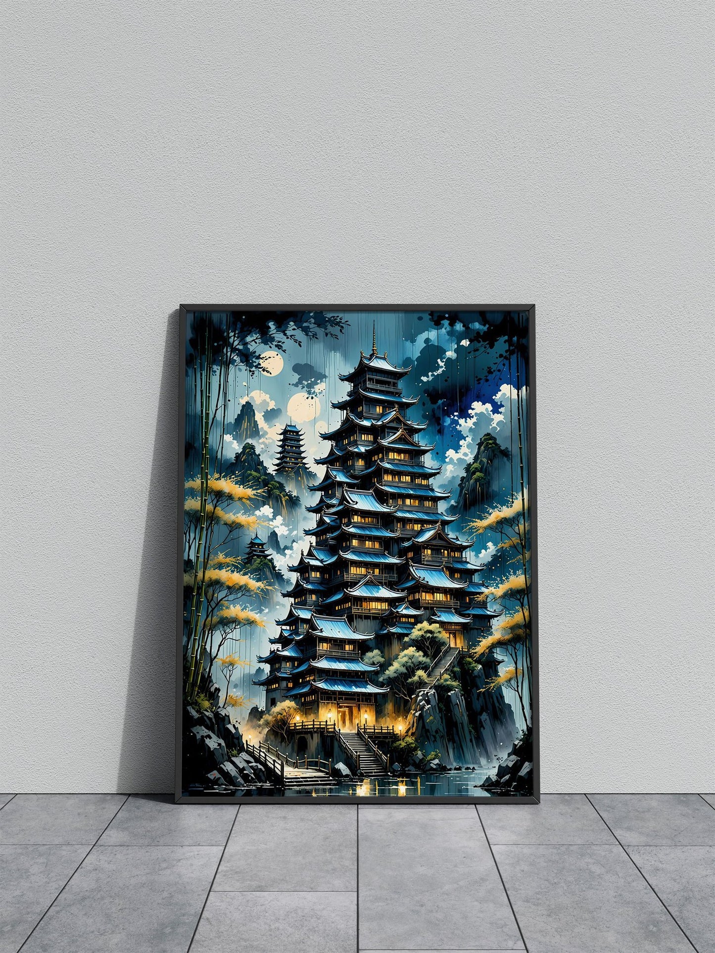Mistic Japanese Fortress Asian Style Poster | Wall Art for Home & Office | High-Quality Print - High-Quality Visual Display