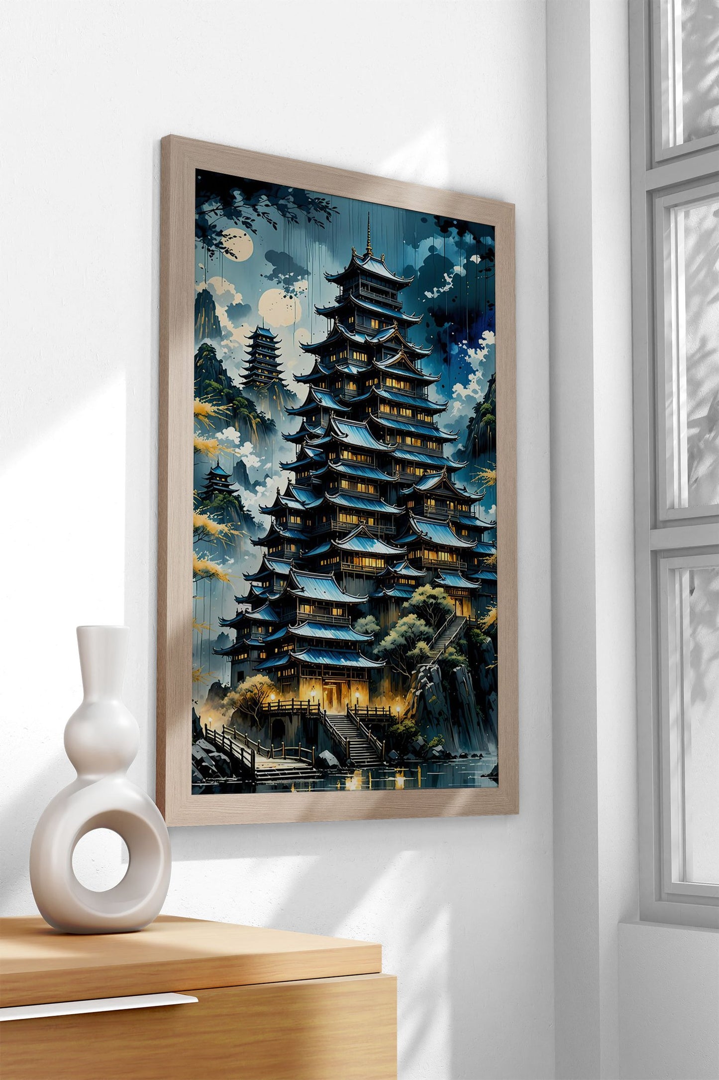 Mistic Japanese Fortress Asian Style Poster | Wall Art for Home & Office | High-Quality Print - High-Quality Visual Display
