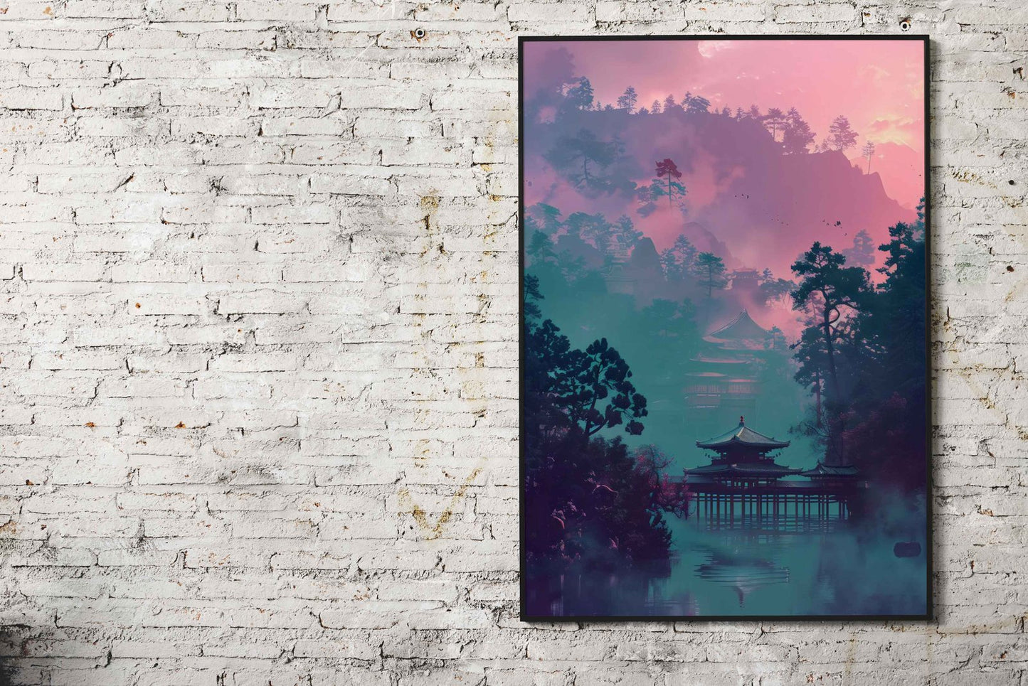 Misty Sunrise Temple Asian Style Poster | Wall Art for Home & Office | High-Quality Print - High-Quality Visual Display
