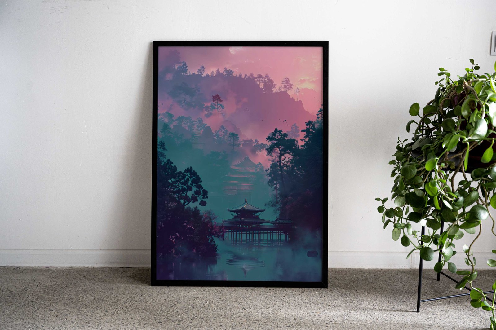 Misty Sunrise Temple Asian Style Poster | Wall Art for Home & Office | High-Quality Print - High-Quality Visual Display