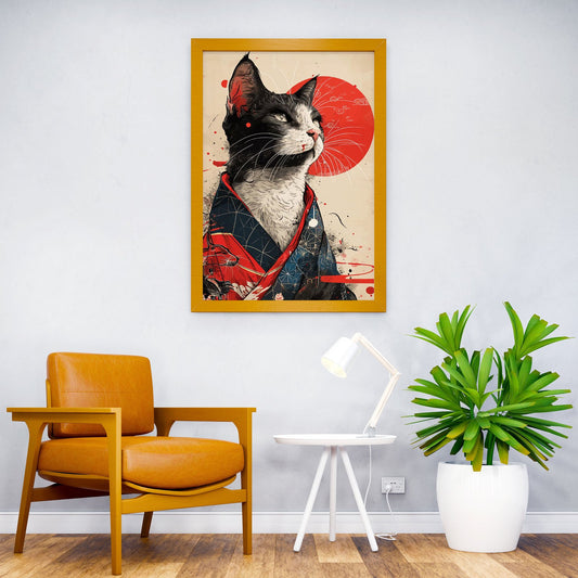 Modern Ninja Cat Asian Style Poster | Wall Art for Home & Office | High-Quality Print - High-Quality Visual Display