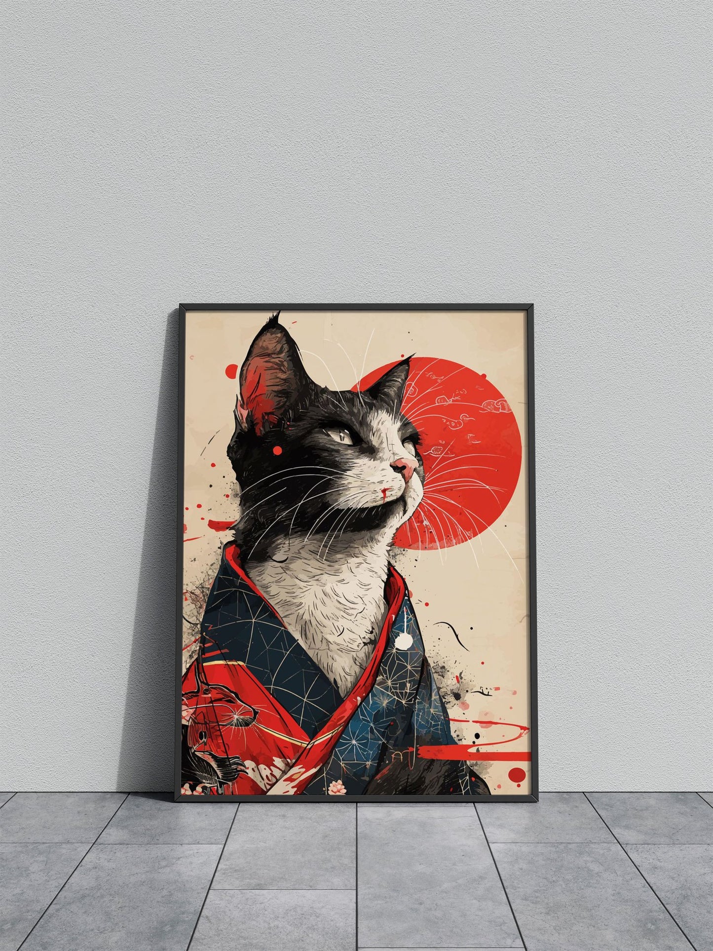 Modern Ninja Cat Asian Style Poster | Wall Art for Home & Office | High-Quality Print - High-Quality Visual Display