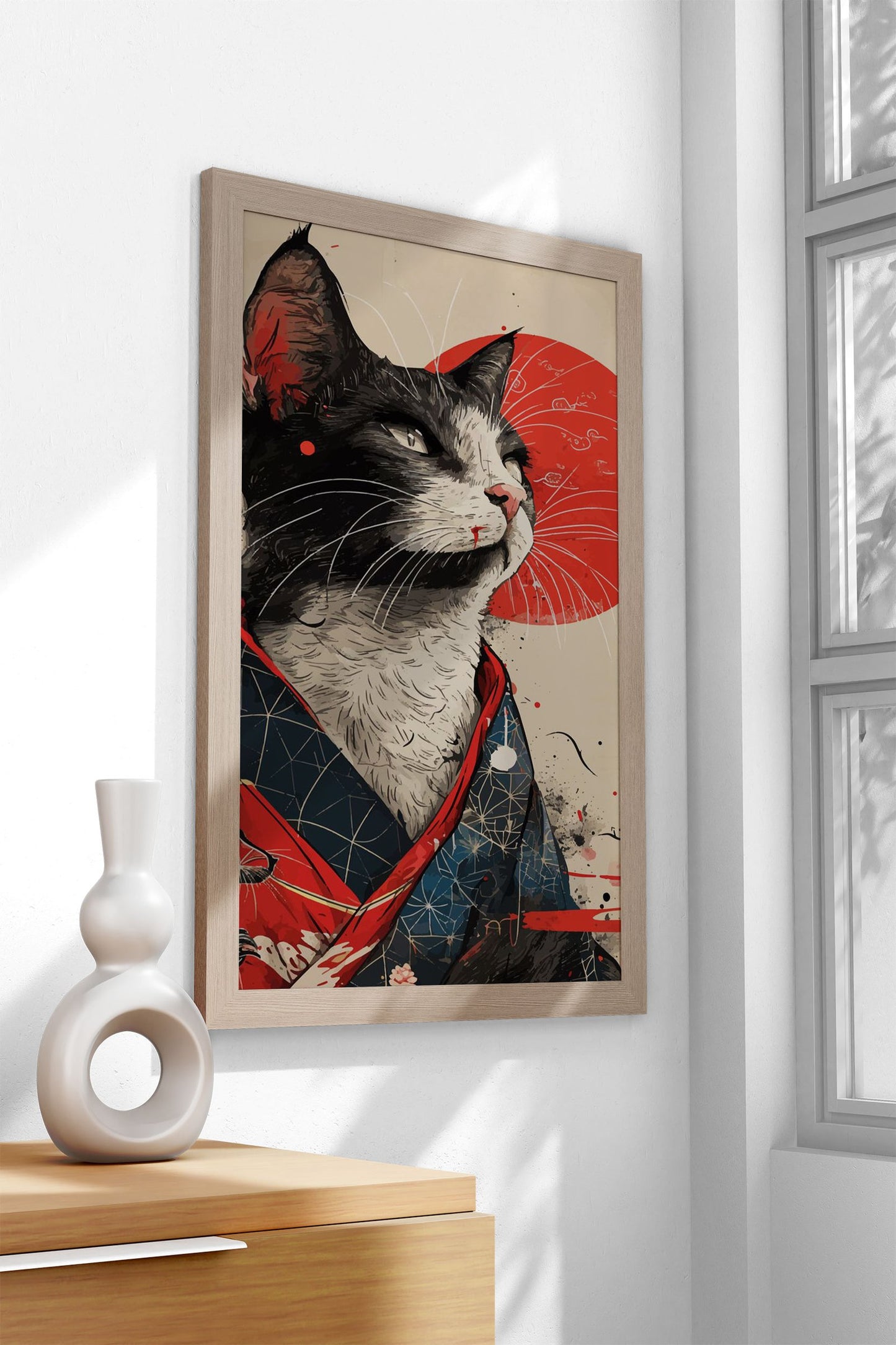 Modern Ninja Cat Asian Style Poster | Wall Art for Home & Office | High-Quality Print - High-Quality Visual Display