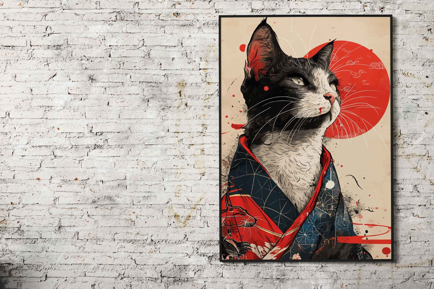 Modern Ninja Cat Asian Style Poster | Wall Art for Home & Office | High-Quality Print - High-Quality Visual Display