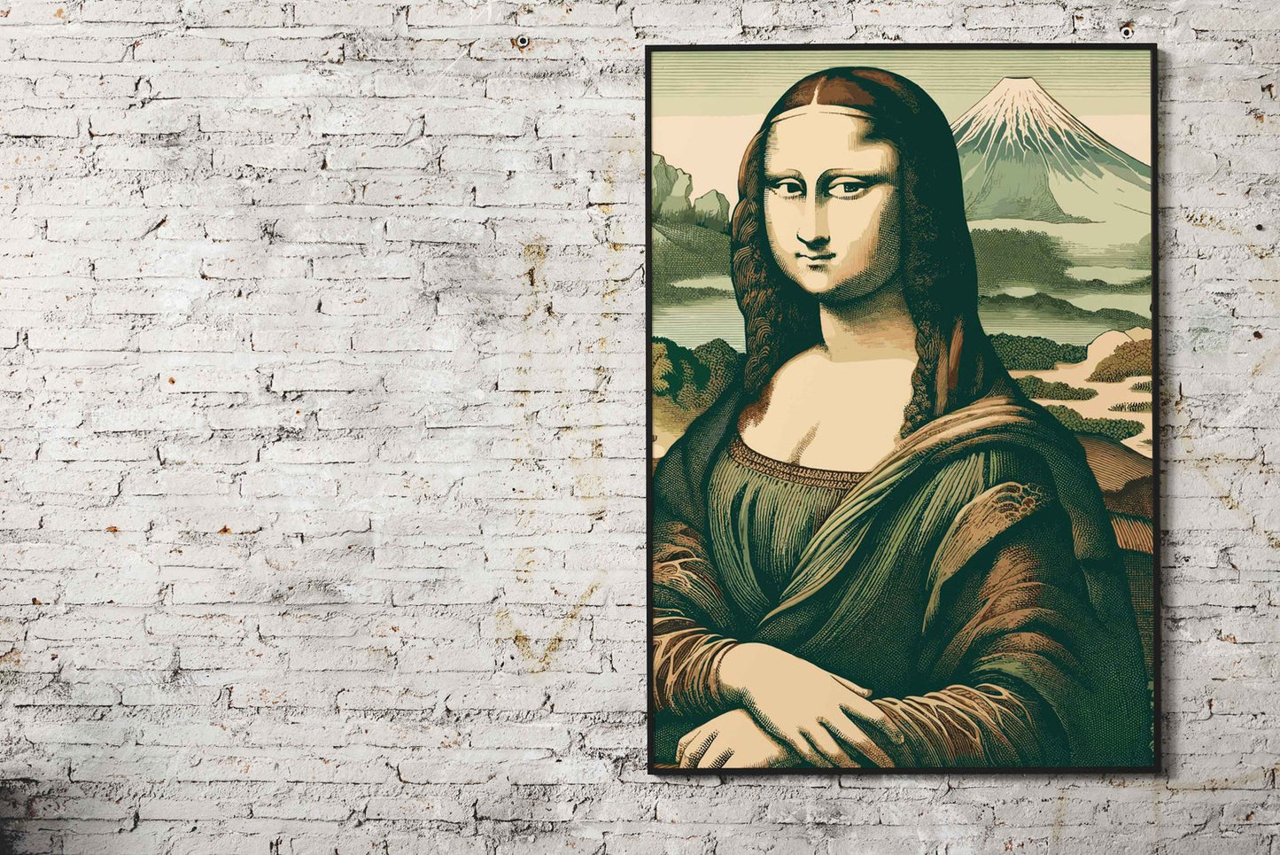 Mona Lisa Mount Fuji Asian Style Poster | Wall Art for Home & Office | High-Quality Print - High-Quality Visual Display