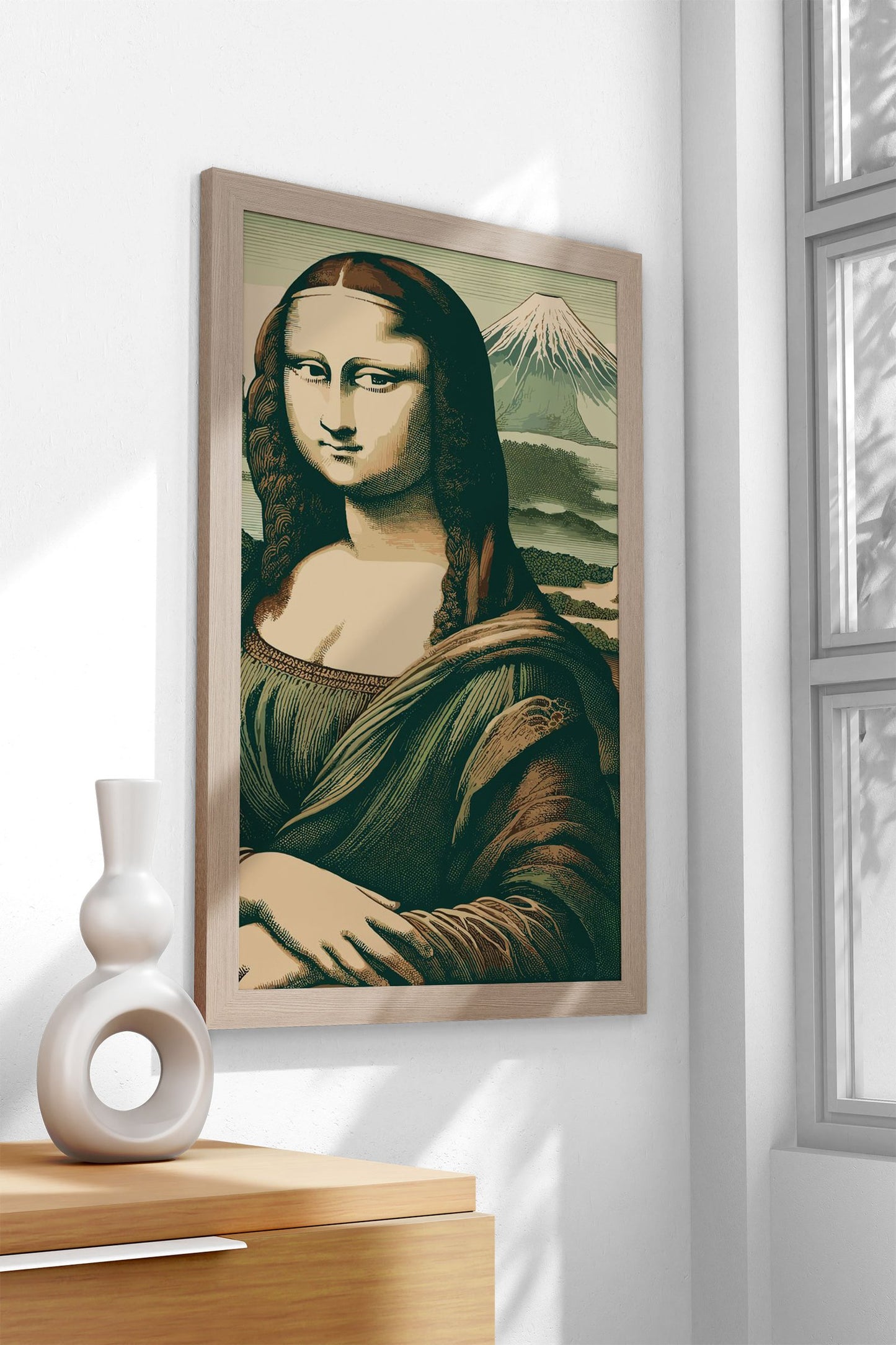 Mona Lisa Mount Fuji Asian Style Poster | Wall Art for Home & Office | High-Quality Print - High-Quality Visual Display