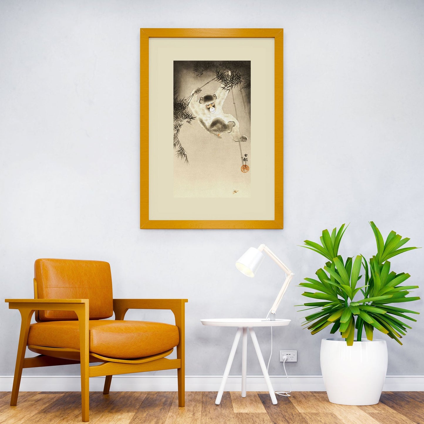 Monkey Hanging from Bamboo Asian Style Poster | Wall Art for Home & Office | High-Quality Print - High-Quality Visual Display