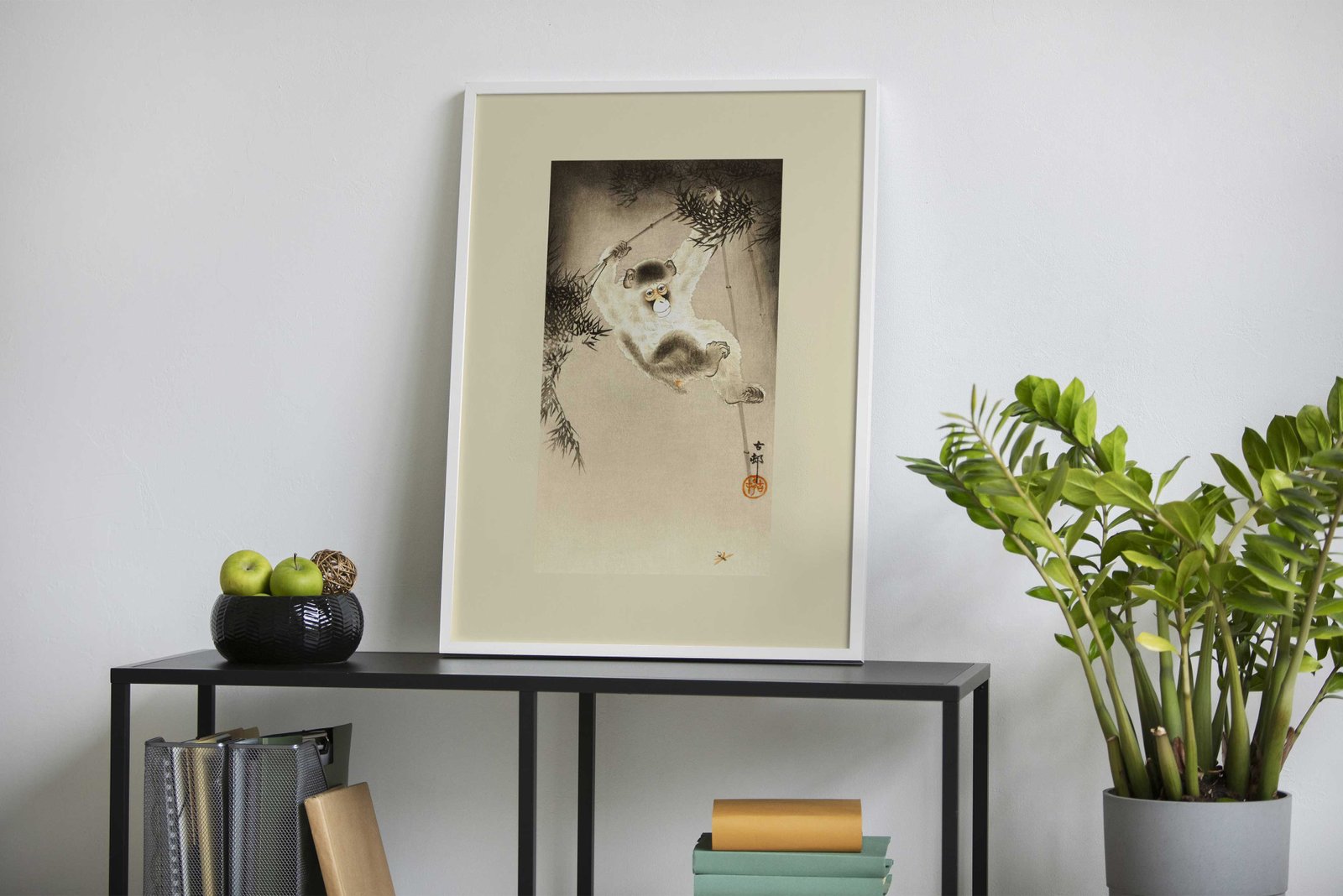Monkey Hanging from Bamboo Asian Style Poster | Wall Art for Home & Office | High-Quality Print - High-Quality Visual Display