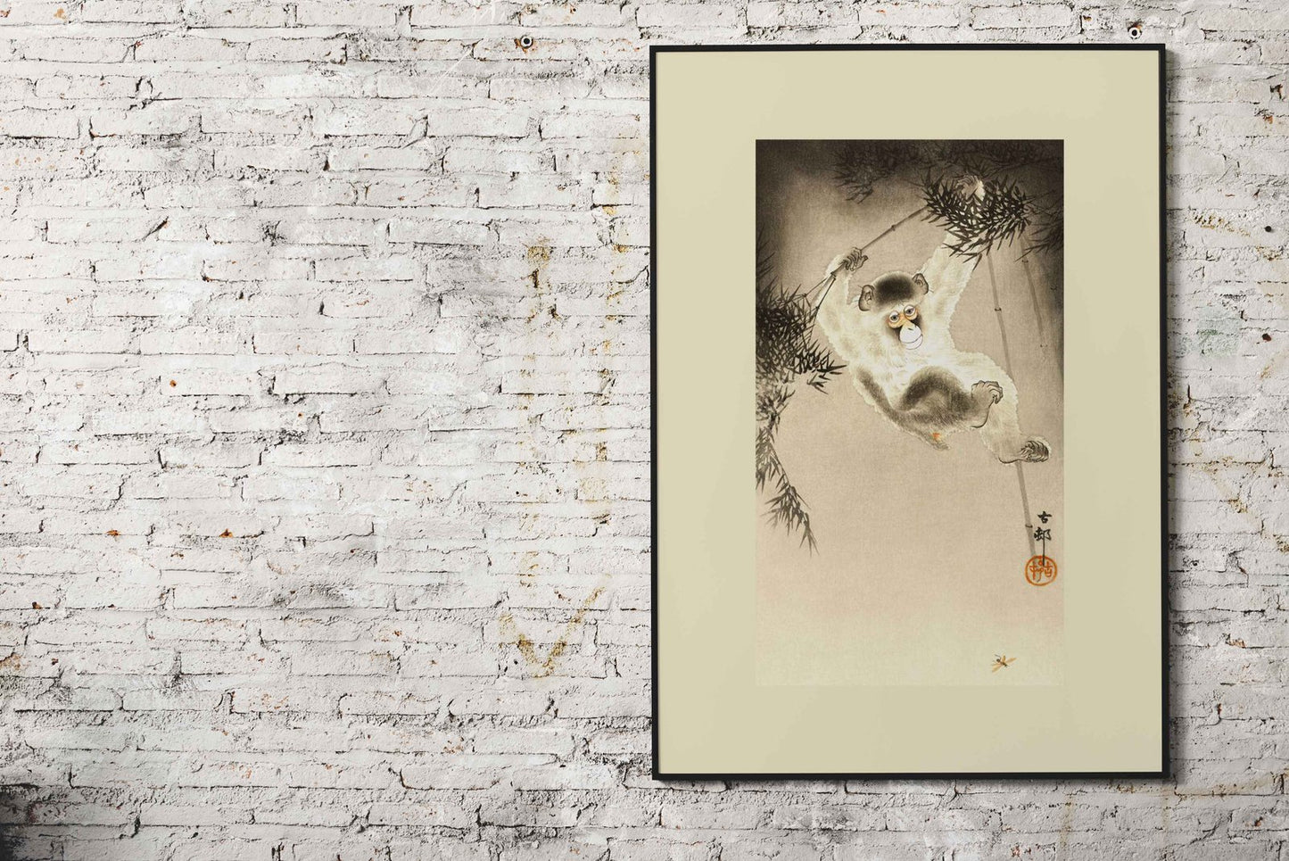 Monkey Hanging from Bamboo Asian Style Poster | Wall Art for Home & Office | High-Quality Print - High-Quality Visual Display