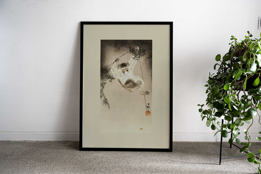 Monkey Hanging from Bamboo Asian Style Poster | Wall Art for Home & Office | High-Quality Print - High-Quality Visual Display
