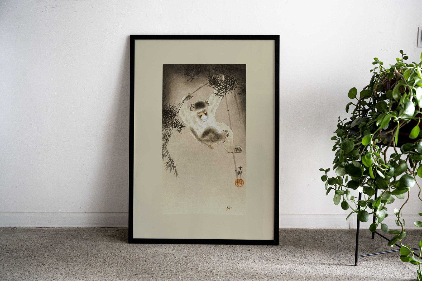 Monkey Hanging from Bamboo Asian Style Poster | Wall Art for Home & Office | High-Quality Print - High-Quality Visual Display