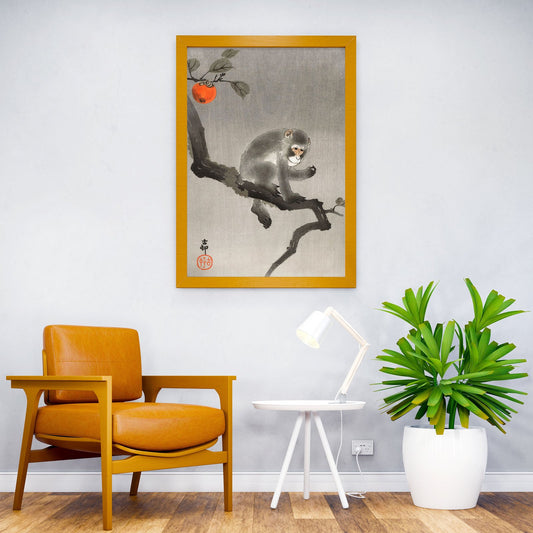 Monkey on tree Woodblock Asian Style Poster | Wall Art for Home & Office | High-Quality Print - High-Quality Visual Display