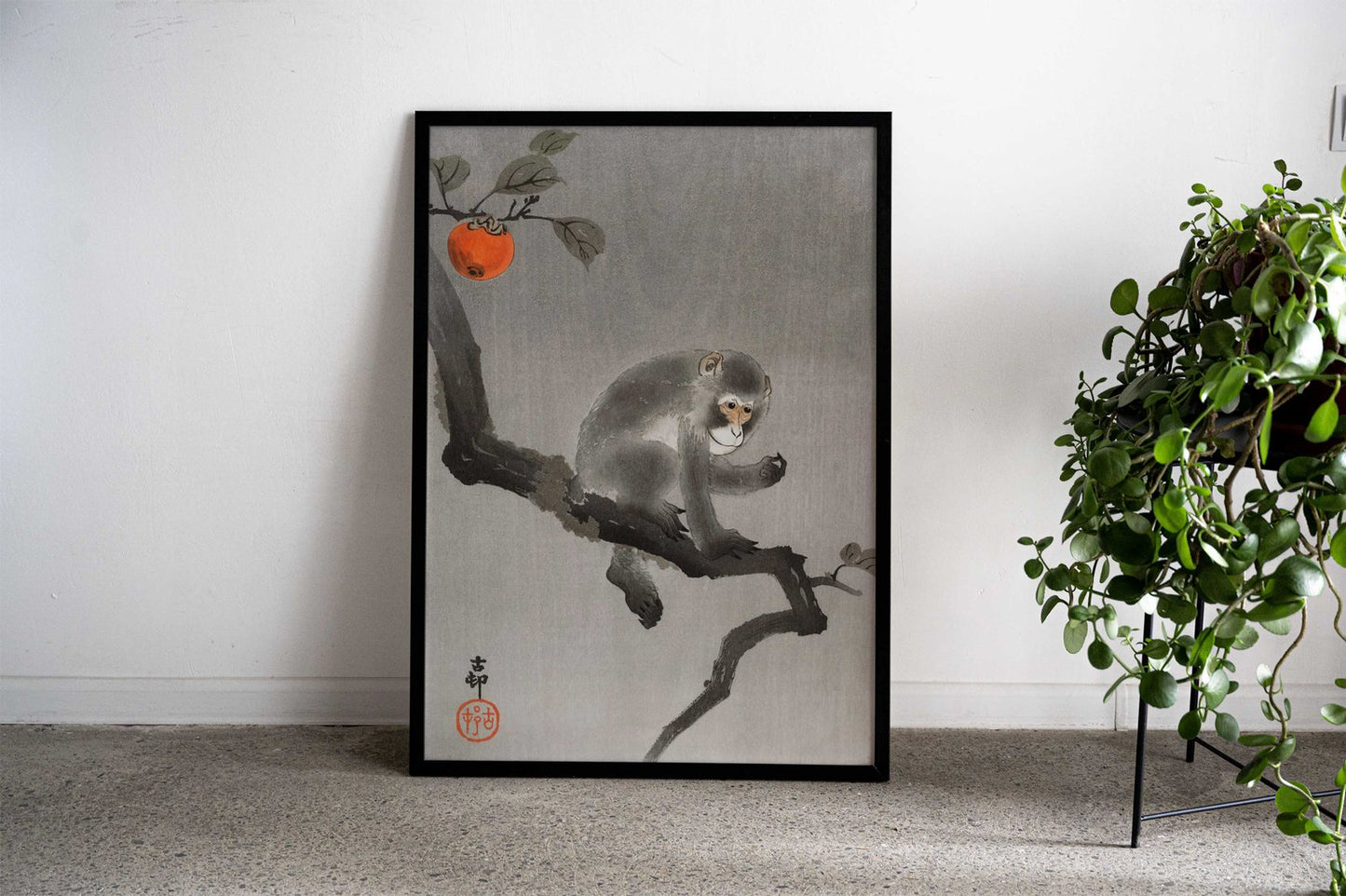 Monkey on tree Woodblock Asian Style Poster | Wall Art for Home & Office | High-Quality Print - High-Quality Visual Display