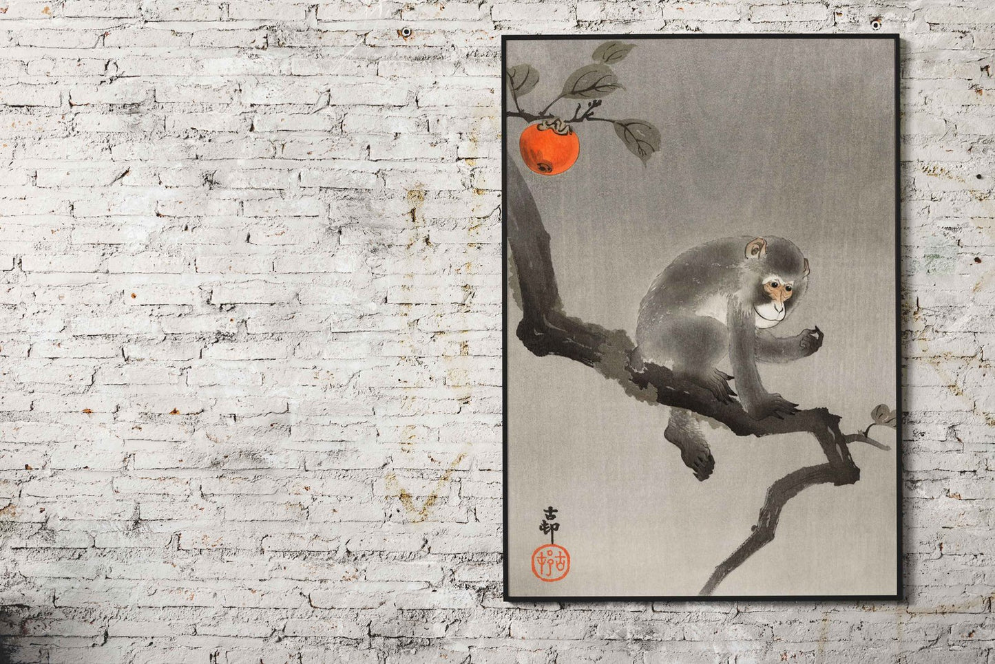 Monkey on tree Woodblock Asian Style Poster | Wall Art for Home & Office | High-Quality Print - High-Quality Visual Display