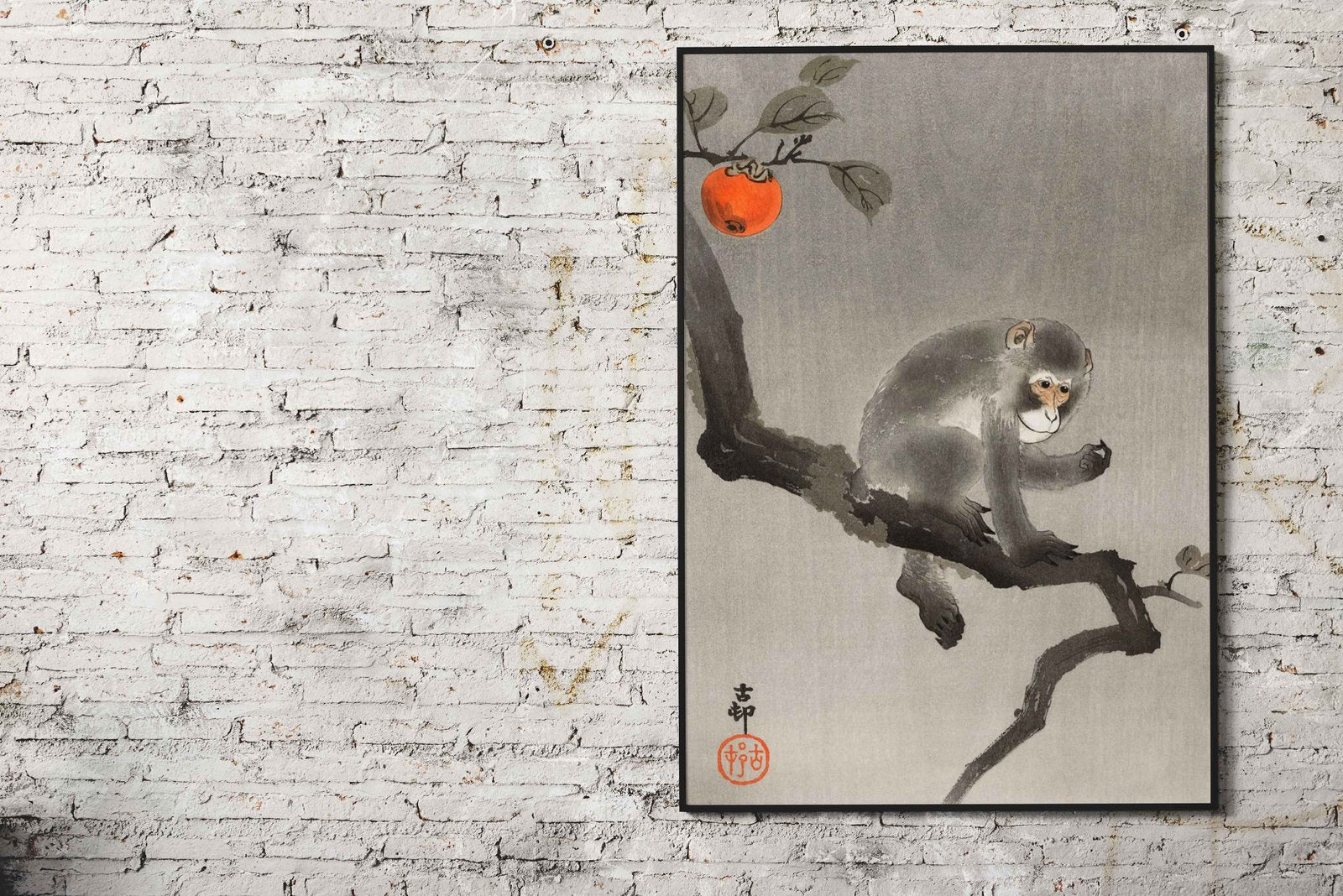Monkey on tree Woodblock Asian Style Poster | Wall Art for Home & Office | High-Quality Print - High-Quality Visual Display