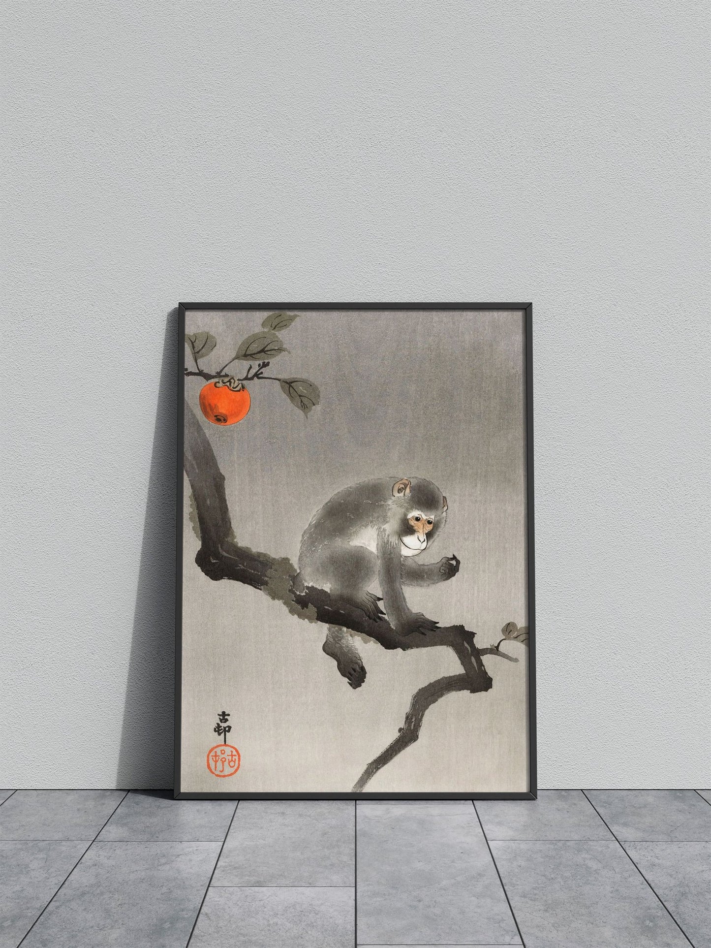 Monkey on tree Woodblock Asian Style Poster | Wall Art for Home & Office | High-Quality Print - High-Quality Visual Display
