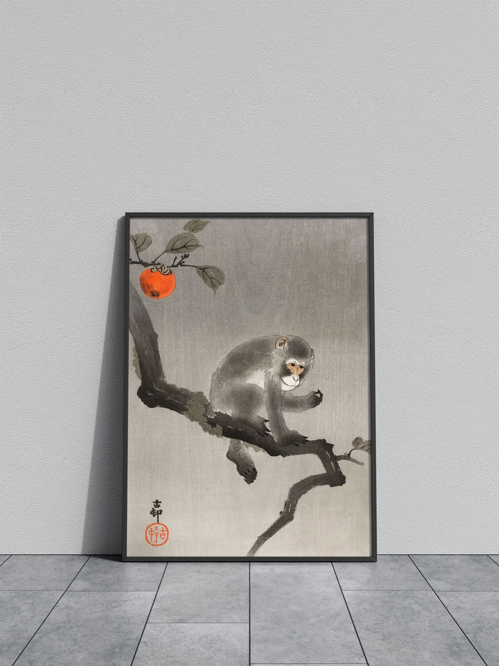 Monkey on tree Woodblock Asian Style Poster | Wall Art for Home & Office | High-Quality Print - High-Quality Visual Display
