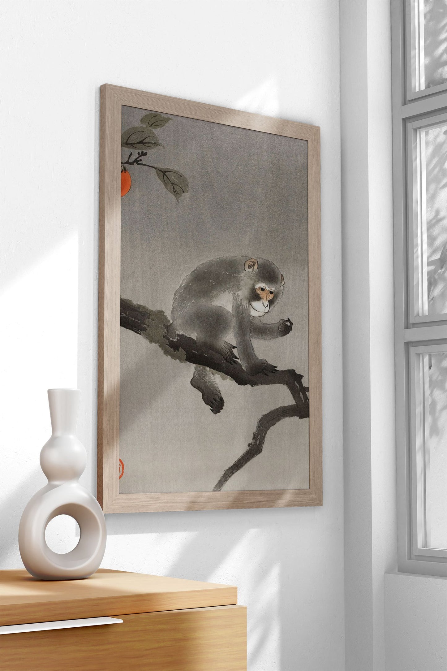 Monkey on tree Woodblock Asian Style Poster | Wall Art for Home & Office | High-Quality Print - High-Quality Visual Display