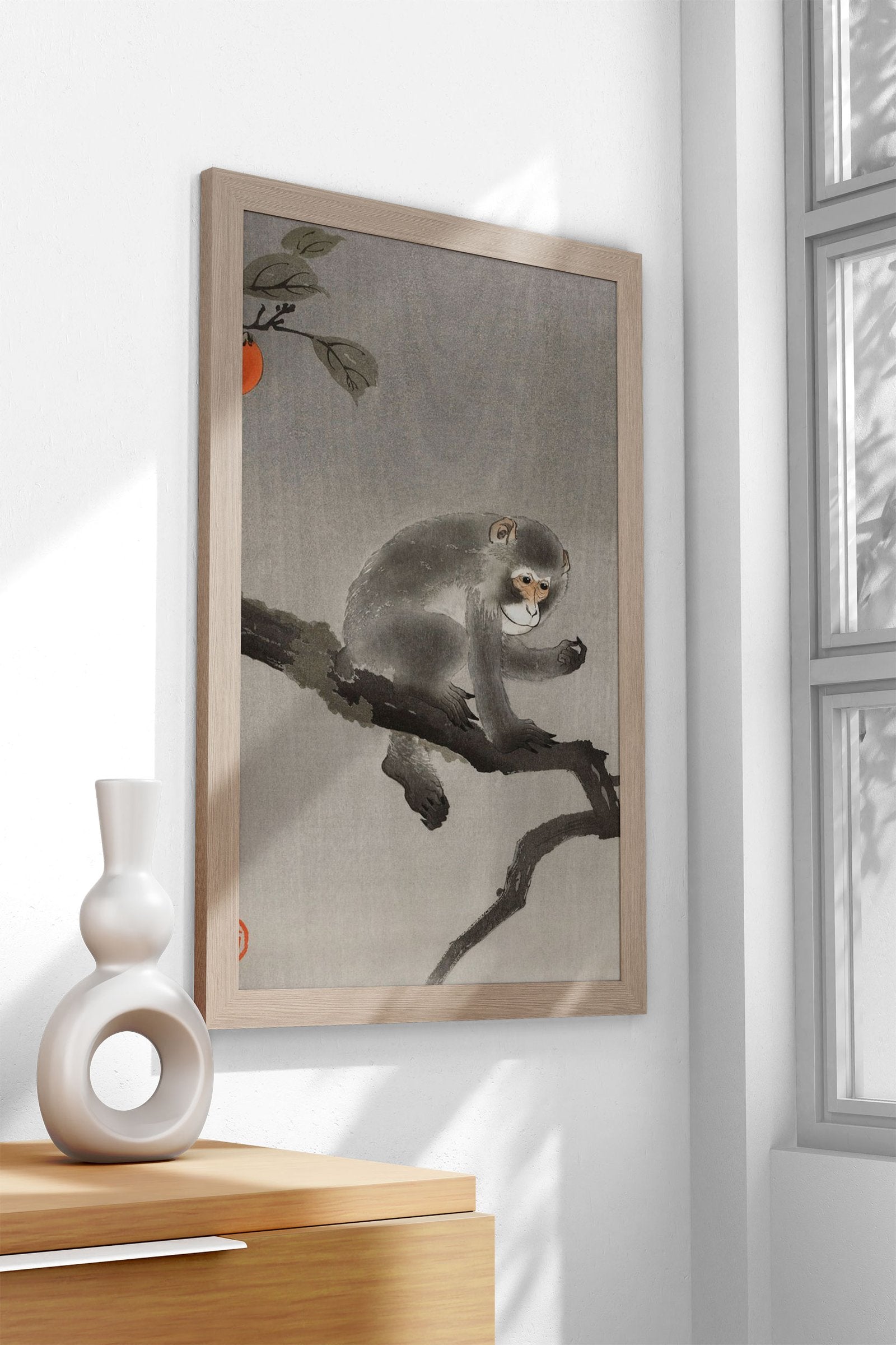 Monkey on tree Woodblock Asian Style Poster | Wall Art for Home & Office | High-Quality Print - High-Quality Visual Display