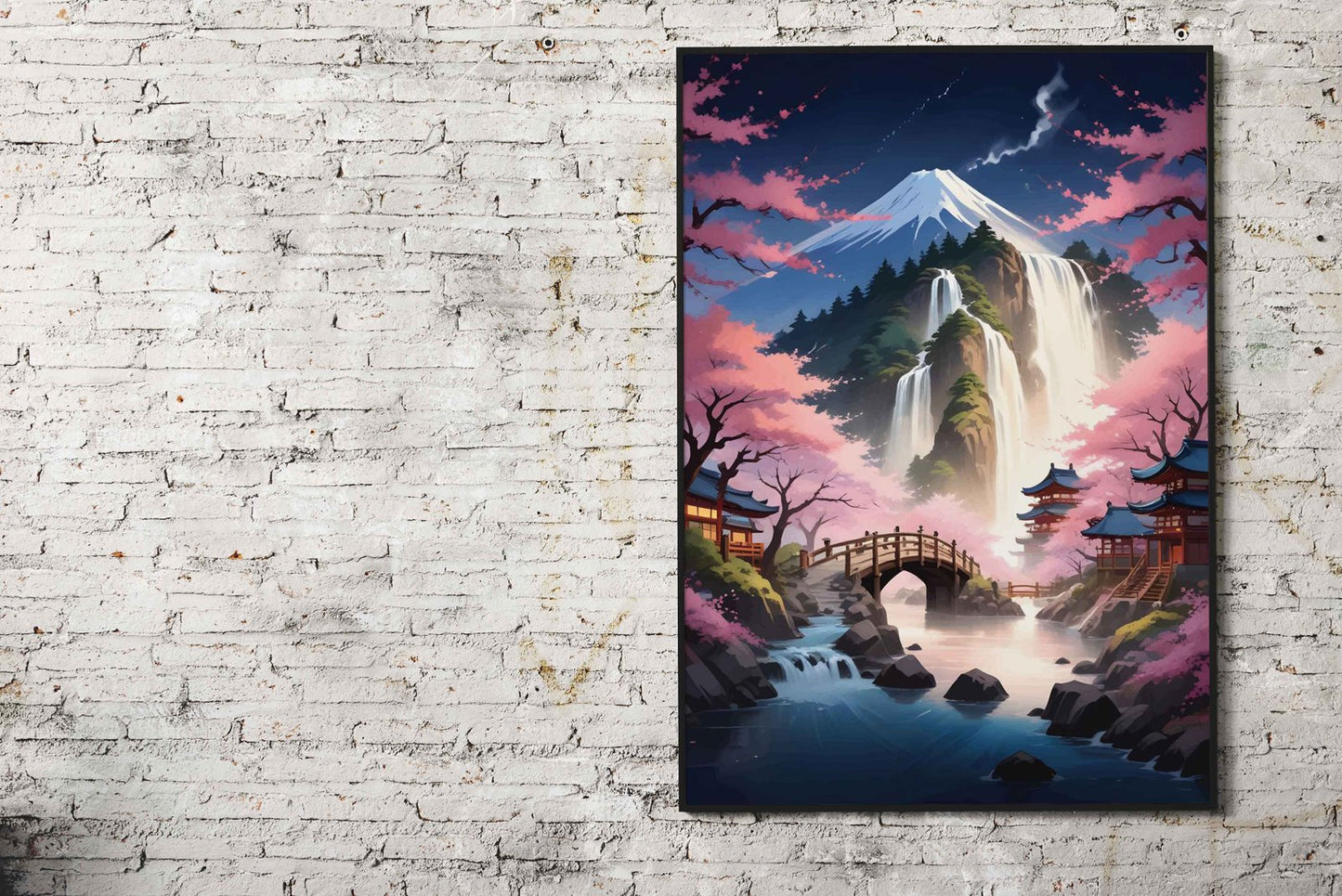 Mont Fuji Waterfall Asian Style Poster | Wall Art for Home & Office | High-Quality Print - High-Quality Visual Display
